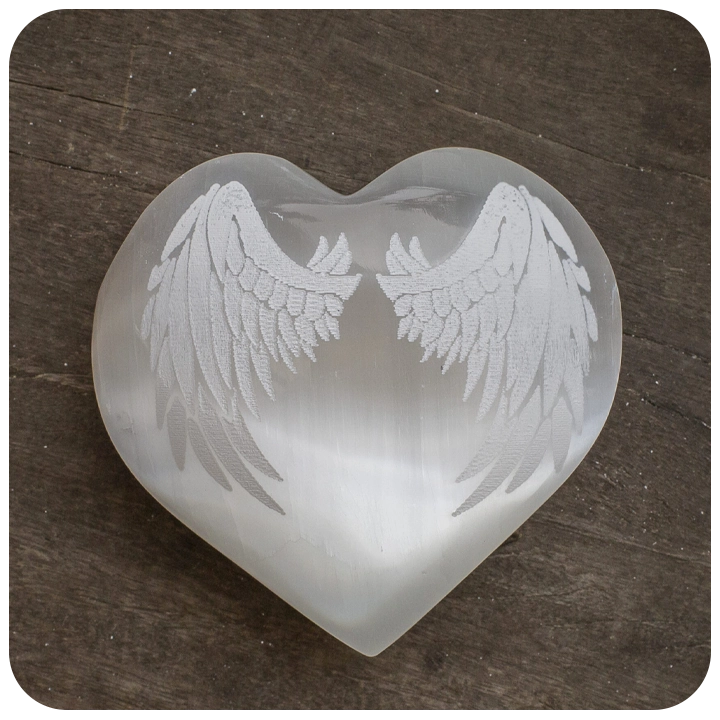 Selenite Angel Wings Heart