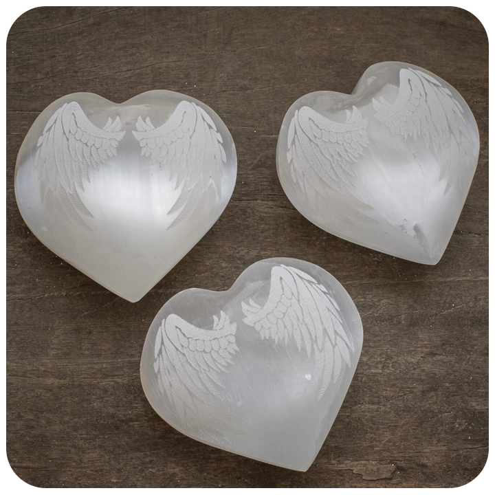 Selenite Angel Wings Heart