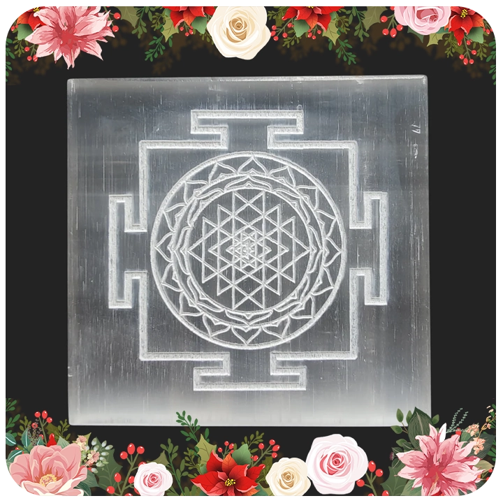 Bracelet Charging Selenite Plate- Sri Chakra (3x3inches)