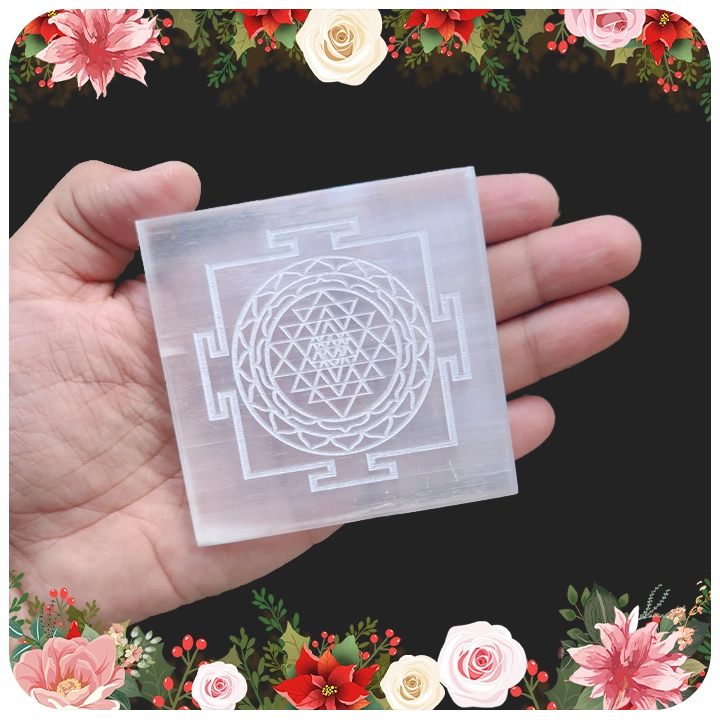 Bracelet Charging Selenite Plate- Sri Chakra (3x3inches)