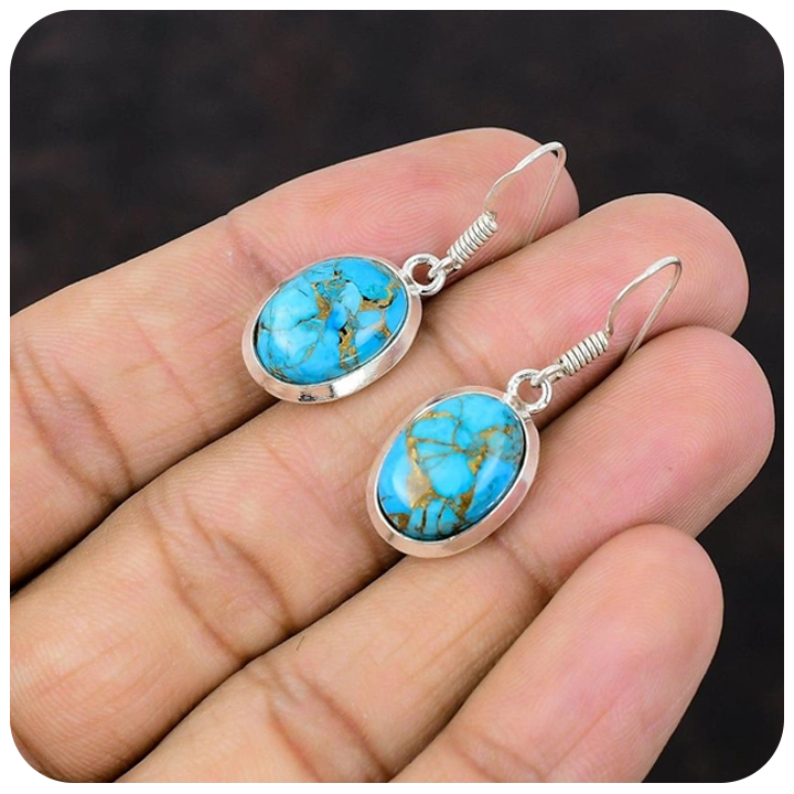 Turquoise Earrings – 925 Sterling Silver