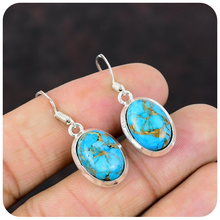 Turquoise Earrings – 925 Sterling Silver