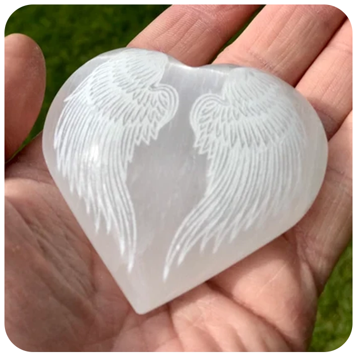 Selenite Angel Wings Heart