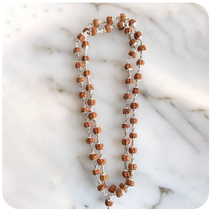 Divine Resonance Pure silver Rudraksha Mala - Certified (54 Beads)